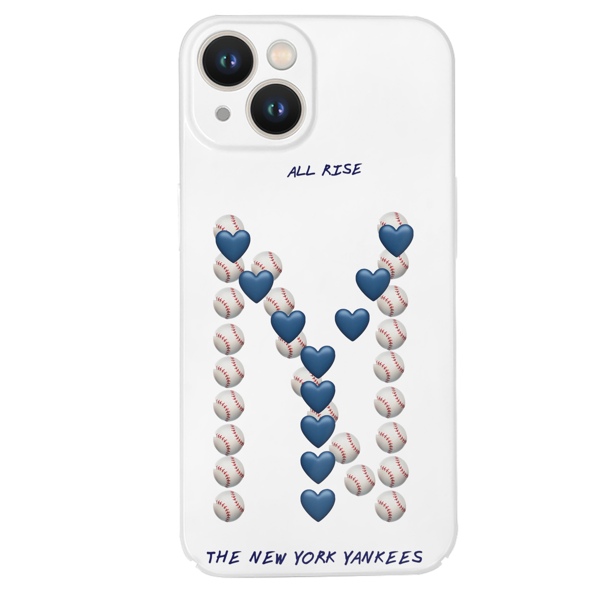 New York Yankees All Rise Love Baseball IPhone 14 Series Full-Cover Hard Case – Shockproof With Raised Camera Protection – Precise Cutouts, Wireless Charging Compatible – Durable, Anti-Yellowing, Easy To Clean